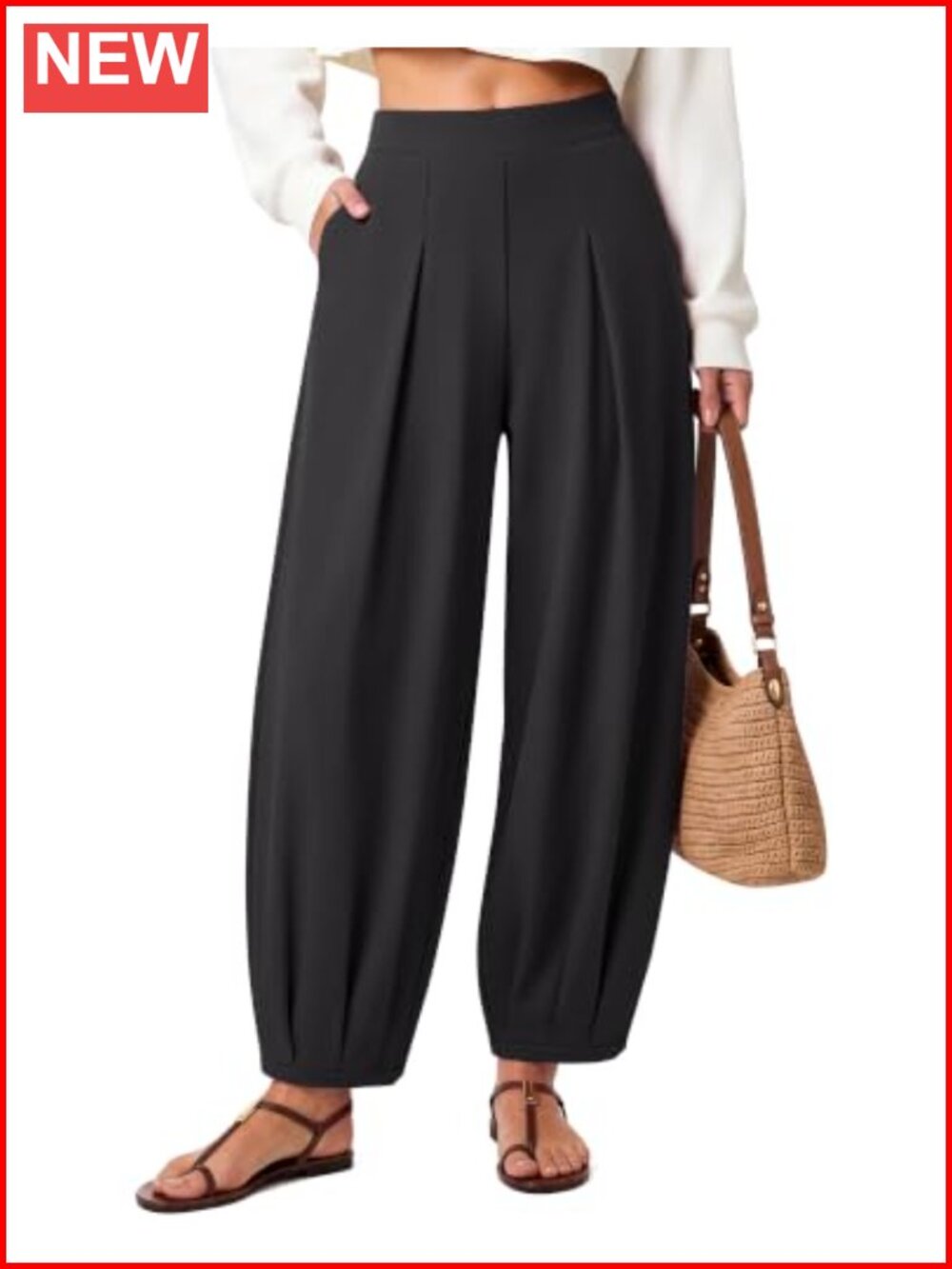 G4Free Balloon Pants Harem Trousers Pleated Ankle Length Casual